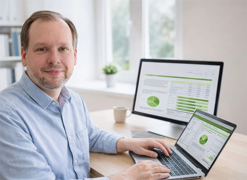 Geschäftsführer von DatenAnker Marco Kraszczynski bei der Arbeit